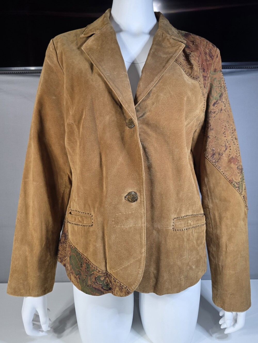 Coldwater Creek Vintage genuine suede leather blazer jacket Size Large